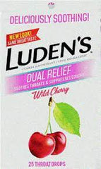 Luden's Dual Relief Wild Cherry Throat Drops - 25 ct
