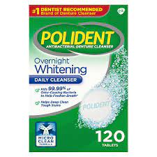 Polident Overnight Whitening Daily Cleanser - 120 Tablets