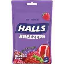 Halls Breezers Cool Berry Throat Drops - 25 ct