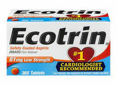 Ecotrin 81mg Low Strength Safety Coated Aspirin (365 tablets)