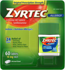 Zyrtec Allergy 24H Cetirizine HCI 10mg (60 tablets)