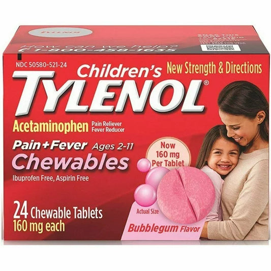 Children's Tylenol Pain + Fever Chewables Bubblegum (24 tablets)