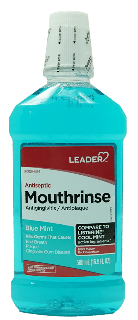 Leader Antiseptic Mouthwash Blue Mint 500ml (16.9fl oz)
