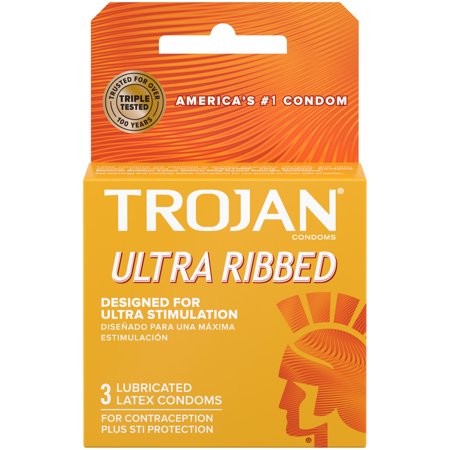 Trojan Ultra Ribbed Condom 3ct