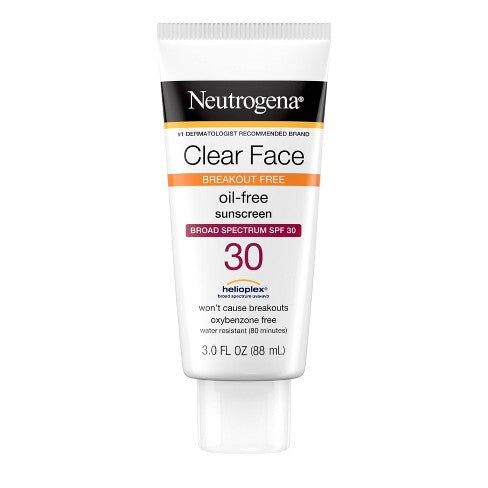Neutrogena Clear Face Oil Free Sunscreen SPF 30 3.0 oz
