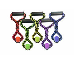 Multipet Nuts For Knots Rope Tug W/ Tennis Ball 14" (Assorted Colors)