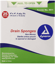 Dynarex Non-Woven 2" x 2" IV Sponges - 6 Ply