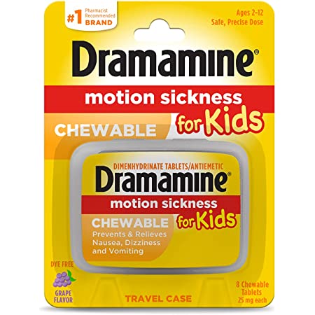 Dramamine Motion Sickness for Kids Dye Free 25mg (8 chewable grape tablets)