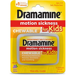 Dramamine Motion Sickness for Kids Dye Free (8 chewable grape tablets)